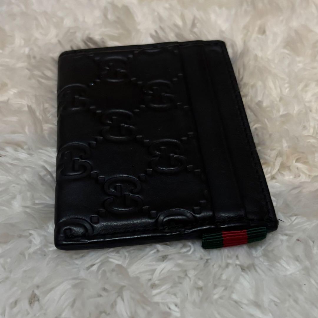 Gucci Black Leather Card Case GG Shima Leather Men’s Passholder Black thumbnail 5