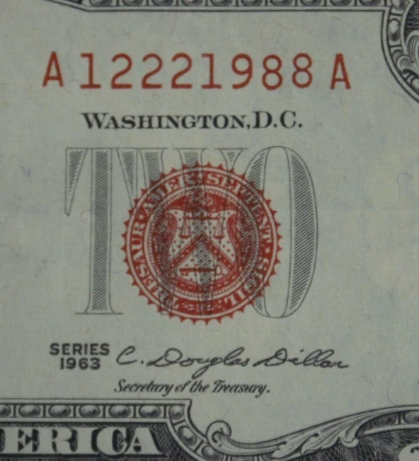 SN719 $2 Dollar Bill Red Seal Birthday Anniversary Note December 22, 1988 - Image 3 of 3