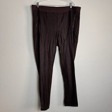 DG2 by Diane Gilman Stretch Faux Snake Pull-On Pant Size 2XT Brown Zip Pockets