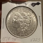 1878 Morgan Silver Dollar $1 7 tf rev 79 XF / AU Vam 223 Washed out "L" Top 100