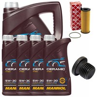 MotoröL Filter Set Mannol 5W-30 Ceramic 9 Liter + Schraube FüR Audi A6 A8 2.7