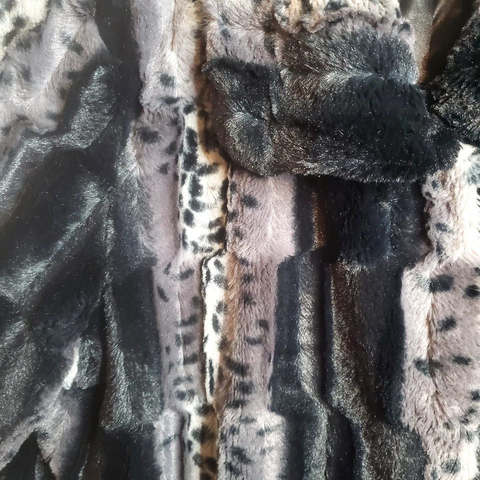 Abrigo Chaqueta Columpio Dennis Basso Negro Gris Piel Sintética Para Mujer 2X Suave y Mimoso Foto 3 de 4