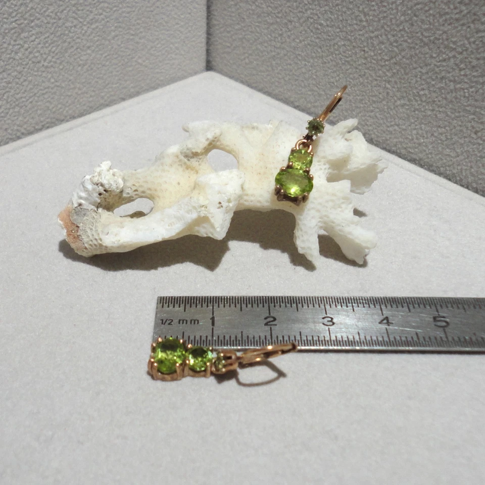 Peridot Ohrringe Edelstein Vintage Retro Sterling Silber  925/- antik vergoldet - Bild 4 von 4