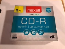 Maxell CD-R Maxdata 80 Min 700mb 5 Pack Blank CDs NEW, SEALED