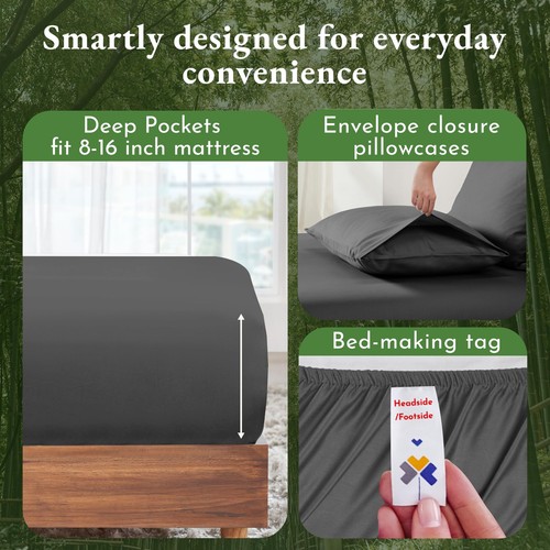 California Design Den Rayon from 100% Bamboo Sheets King, 4 Piece Set, Luxury - 第 4/7 張圖片