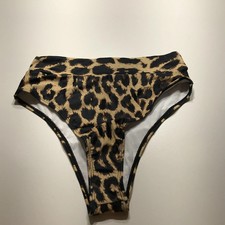 NWOT Bikini Bottom Brown Black Leopard Print High Leg Tummy Control Womens M