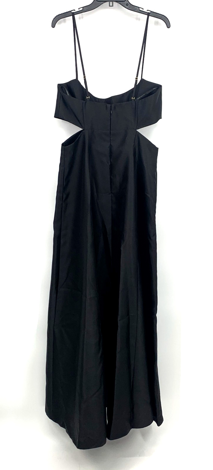 Alfred Sung Gown Dress Womens 12 Black Satin Maxi Cut Out Sleeveless Slit D840