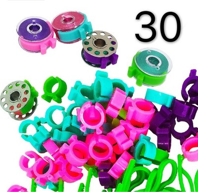 30 Piece Bobbin Holder Set Sewing Machine Clamps Organizing Thread Tangle Free