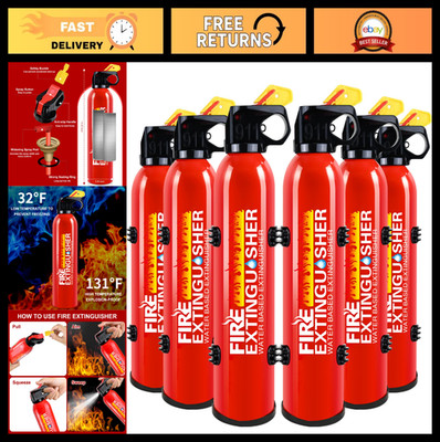 6 Pack Water-Based Fire Extinguishers, Compact 620ml, Multi-Class A B C Safety,
