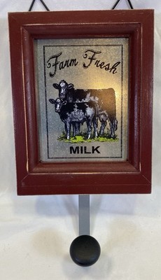 Metal Dairy Cow Apron / Tea Towel Hook   Farm Fresh Milk  Farmhouse Decor Rustic