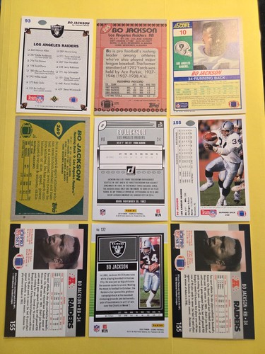 BO JACKSON 9 Card Lot Donruss LA Raiders Auburn Collection NFL Football - Picture 4 of 4