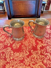 Vintage Pair of  Williamsburg Stieff Pewter Mugs Restoration, 1960's. CW55-2