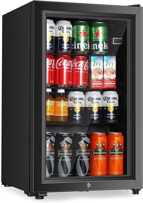 Beverage Refrigerator 2.3 Cu Ft Mini Fridge Glass Door for Soda