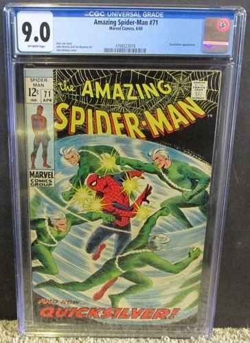 AMAZING SPIDER-MAN #71 CGC 9.0 QUICKSILVER App! 1969 STAN LEE Story! Silver age!