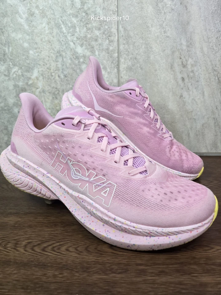 Hoka One One Mach 6 Men's Running Shoes Size 12 PinkTwilight/Lemonade - Image 3 of 4