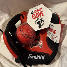 Franklin Sports 8.5" Air Tech Kids Red Teeball Baseball Glove Ball Left Handed