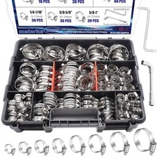 200pcs Hose Clamp Assortment 304 Stainless Steel Hose Clamp Kitadjustable 1.