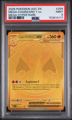 2026 POKEMON ASCENDED HEROES MEGA HYPER RARE MEGA #294 CHARIZARD Y EX PSA 9