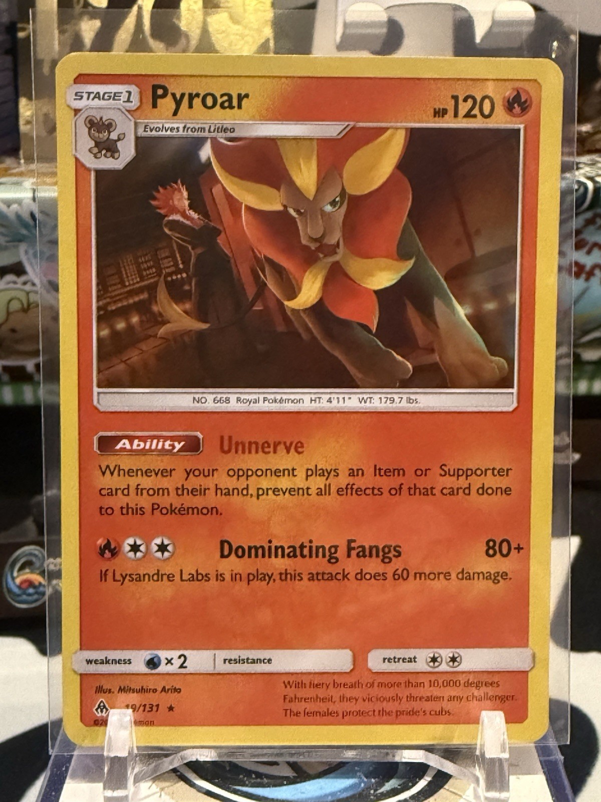 POKEMON PYROAR 19/131 REVERSE HOLO RARE FORBIDDEN LIGHT NM 13T