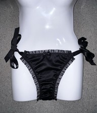 Vintage Victoria  s Secret Silk Satin Shiny Ribbon Side Tie String Bikini Panties