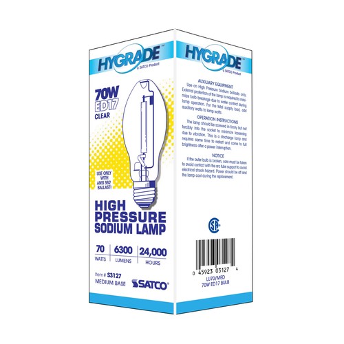 Satco S3127 LU70/MED HID Bulb 70W ED17 Medium E26 Clear 2100K 6300 Lumens - Picture 5 of 11