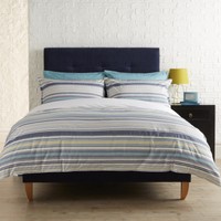 Evolve Christy Seattle Jade Striped Blue White Duvet Quilt Cover Bedding Set Evolve Christy Seattle Jade Striped Blue White Duvet Quilt Cover Bedding Set