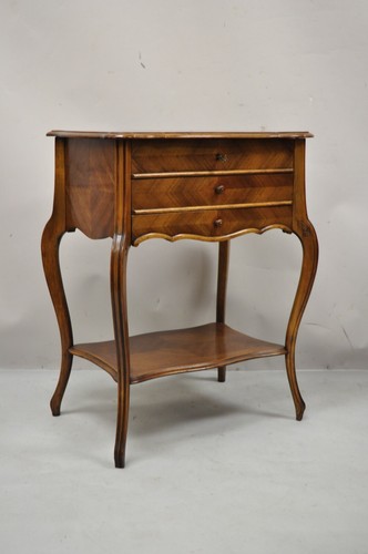 Antique French Louis XV Style Mahogany Sewing Stand Nightstand with Lift Top - Picture 2 of 12