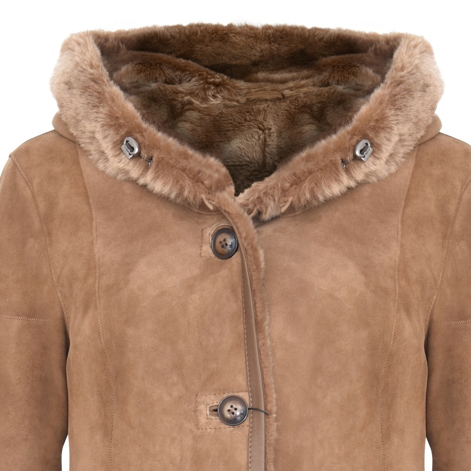 Infinity Leather Vrouwen elegante zwarte sneeuwtip Hooded Suede Merino