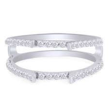 0.5 Ct Round Simulated Diamond Cathedral Enhancer Ring Sterling Silver 925