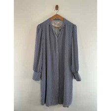 Loft Women’s Blue White Stripped Button Down Dress Size M