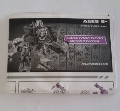 Transformers instruction booklet only - constructicon Devastator