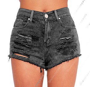 Size 6 8 10 12 14 New High Waist Black Shorts Ladies Denim Rip High Waisted Jean Ebay