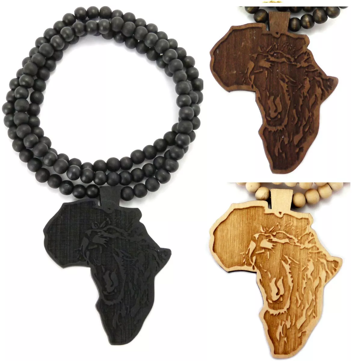 African wooden bead necklace store