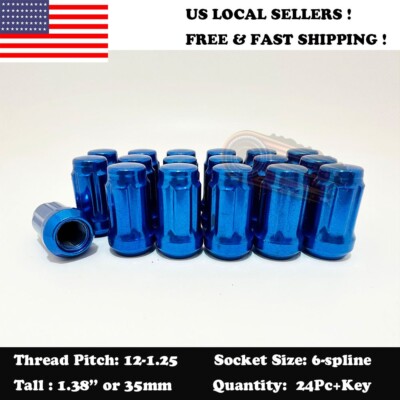 24PC+KEY 12X1.25 FOR NISSAN ARMADA FRONTIER BLUE RACING SPLINE 1.38'' LUG NUTS