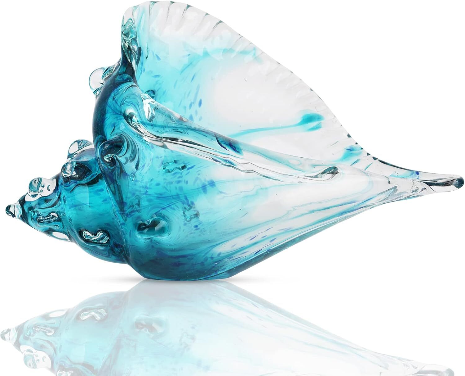 Blown Glass Conch Statues, Modern Art, - Fairy Green