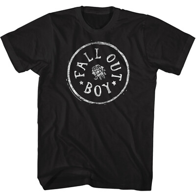 Fall Out Boy Circle Rose Badge FOB Men's T Shirt Rock Band Tour Concert Merch