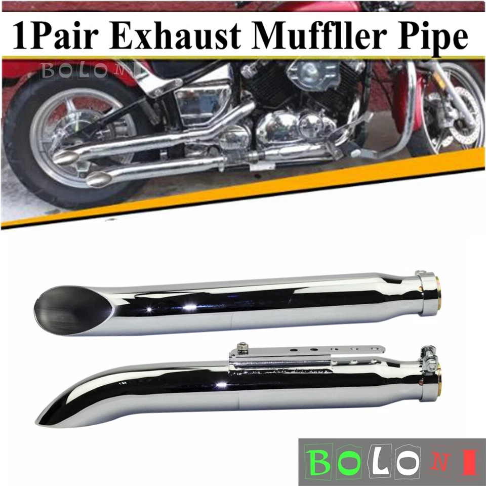 Tubos de escape silenciadores cromados para motocicleta Honda Yamaha Suzuki Bobber Universal Foto 2 de 4