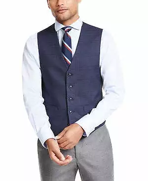 Tommy Hilfiger Modern Fit Suit Separates Vest Blue Sharkskin  Mens Suits   Mens Wearhouse