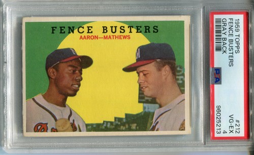 1959 Topps #212 Hank Aaron/Eddie Mathews PSA 4 VG-EX Fence Busters