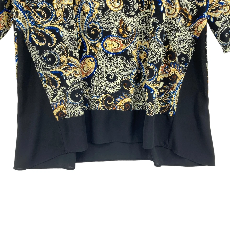 Karen Kane Tunic Women 1X Multicolor Paisley 3/4 Sleeve Round Neck Pullover - Image 3 of 4