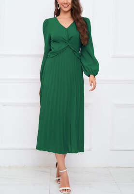 twist front pleated dress Twist Front Pleated Dress