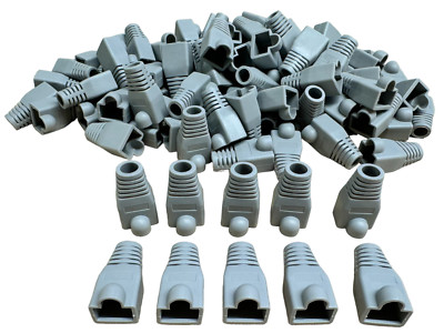 100 x Grau - RJ45 Netzwerkstiefel / Knickschutz Snagless - Cat5e Cat6 Cat6e