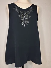 Naïf Black Sleeveless Blouse with Metallic Embellishments Size S