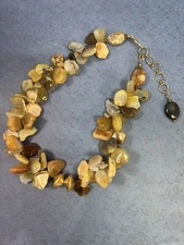 OOAK Artisan Handcrafted Statement Yellow Botswana Stone Collar Necklace 18.5+"