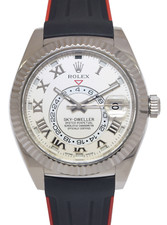 Rolex Sky-Dweller 18k White Gold GMT Ivory Dial Rubber Mens 42mm Watch 326139