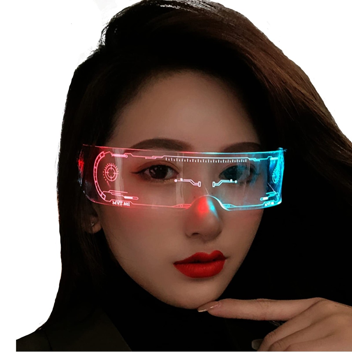 Lunettes LED Cyberpunk - 12 Modes Lumineux - Pour Fêtes, Concerts, Cosplay - Style Futuriste Et Confortable