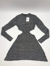 Forever 21 Pullover Knit Dress Women's Small Black Cutout Long Sleeve Preppy