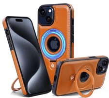 For iPhone 15 Pro Max 15 Plus 15 Pro Slim Leather Case Cover MagSafe  Kickstand
