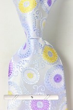 Classic Polka Dot Purple Yellow JACQUARD WOVEN 100 Silk Men's Necktie Tie