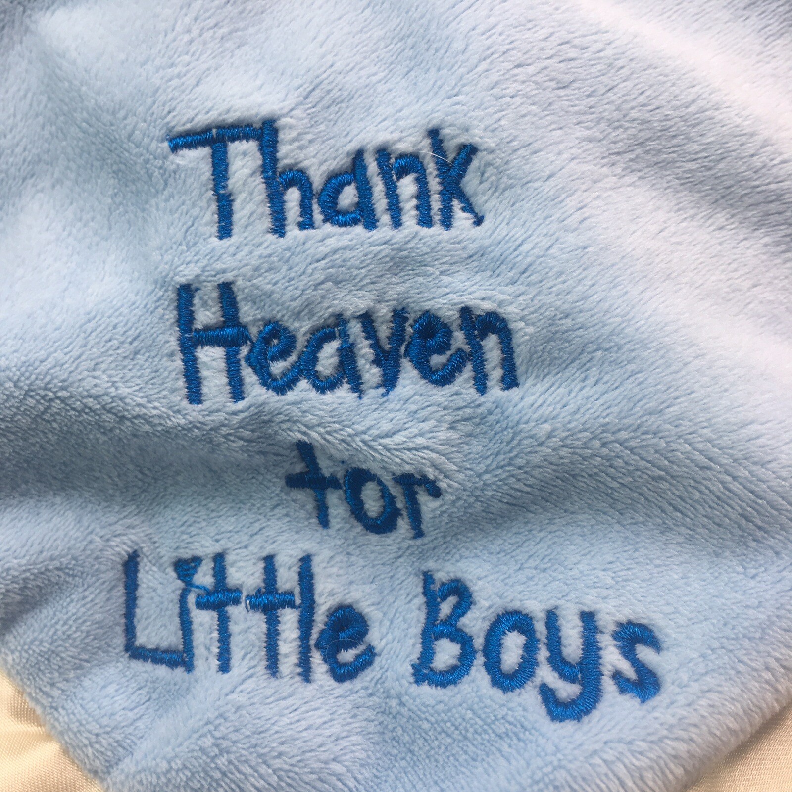 Baby Kiss Blanket Thank Heaven for Little Boys Blue Satin Security Lovey Plush eBay